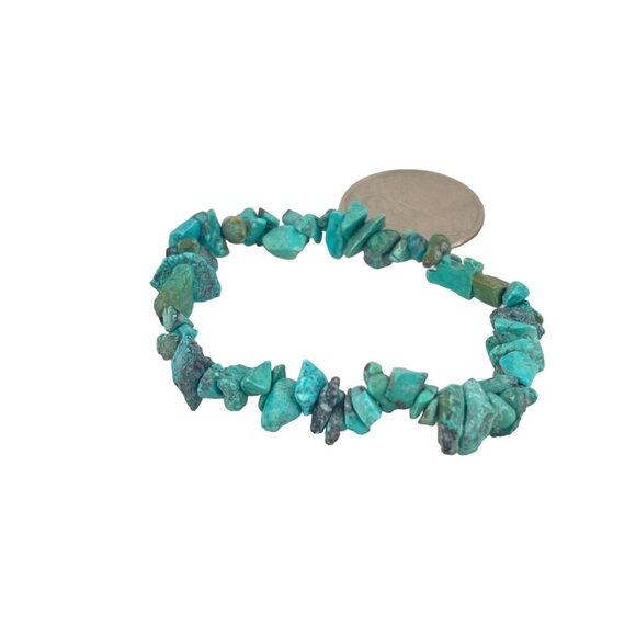 Turquoise Chip Stone Stretch Bracelet Natural Gemstone Beads Bohemian Jewelry Fo - Picture 5 of 6